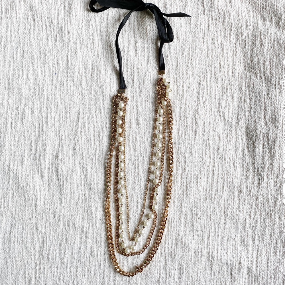 Tie-Back Pearl & Gold Necklace